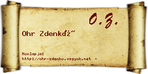 Ohr Zdenkó névjegykártya